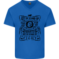 Get up Stand up Reggae Music Mens V-Neck Cotton T-Shirt Royal Blue
