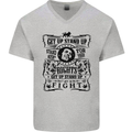Get up Stand up Reggae Music Mens V-Neck Cotton T-Shirt Sports Grey