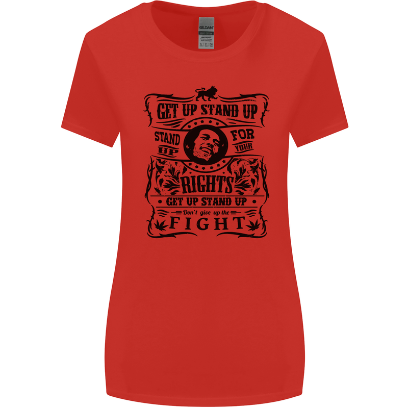 Get up Stand up Reggae Music Womens Wider Cut T-Shirt Red
