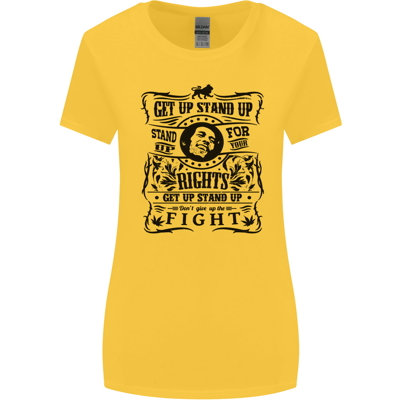 Get up Stand up Reggae Music Womens Wider Cut T-Shirt Yellow