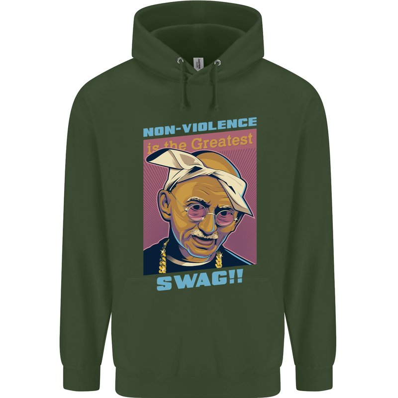 Ghandi Parody Gangsta Rap Music Hip Hop Childrens Kids Hoodie Forest Green