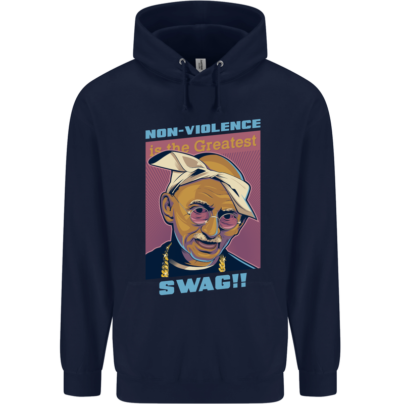 Ghandi Parody Gangsta Rap Music Hip Hop Childrens Kids Hoodie Navy Blue