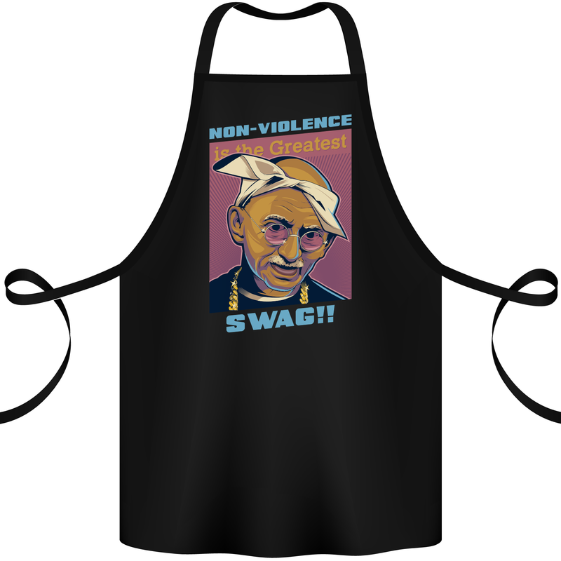 Ghandi Parody Gangsta Rap Music Hip Hop Cotton Apron 100% Organic Black