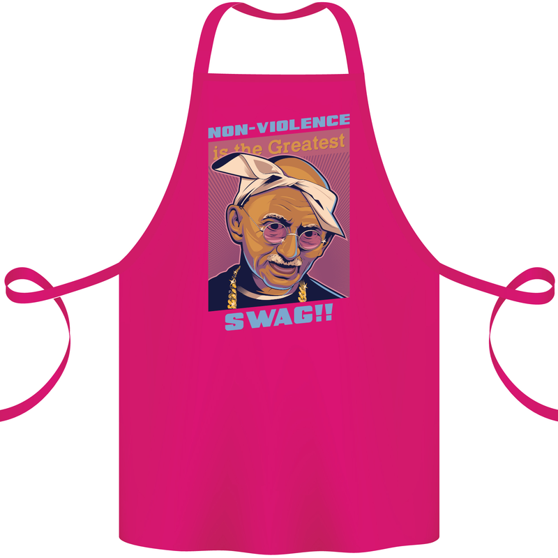 Ghandi Parody Gangsta Rap Music Hip Hop Cotton Apron 100% Organic Pink