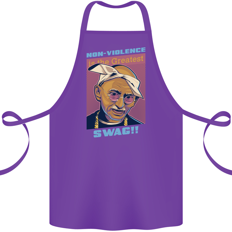 Ghandi Parody Gangsta Rap Music Hip Hop Cotton Apron 100% Organic Purple