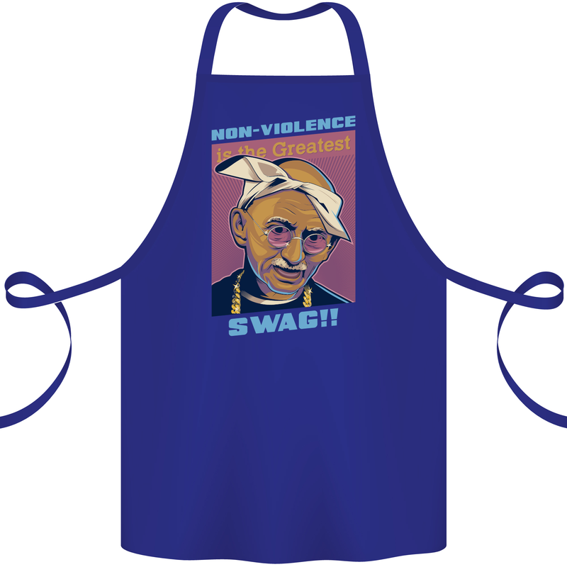 Ghandi Parody Gangsta Rap Music Hip Hop Cotton Apron 100% Organic Royal Blue