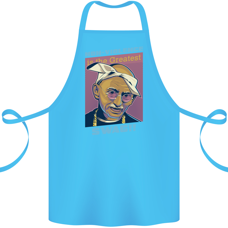 Ghandi Parody Gangsta Rap Music Hip Hop Cotton Apron 100% Organic Turquoise