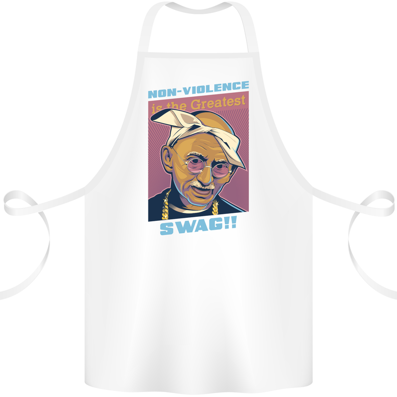Ghandi Parody Gangsta Rap Music Hip Hop Cotton Apron 100% Organic White