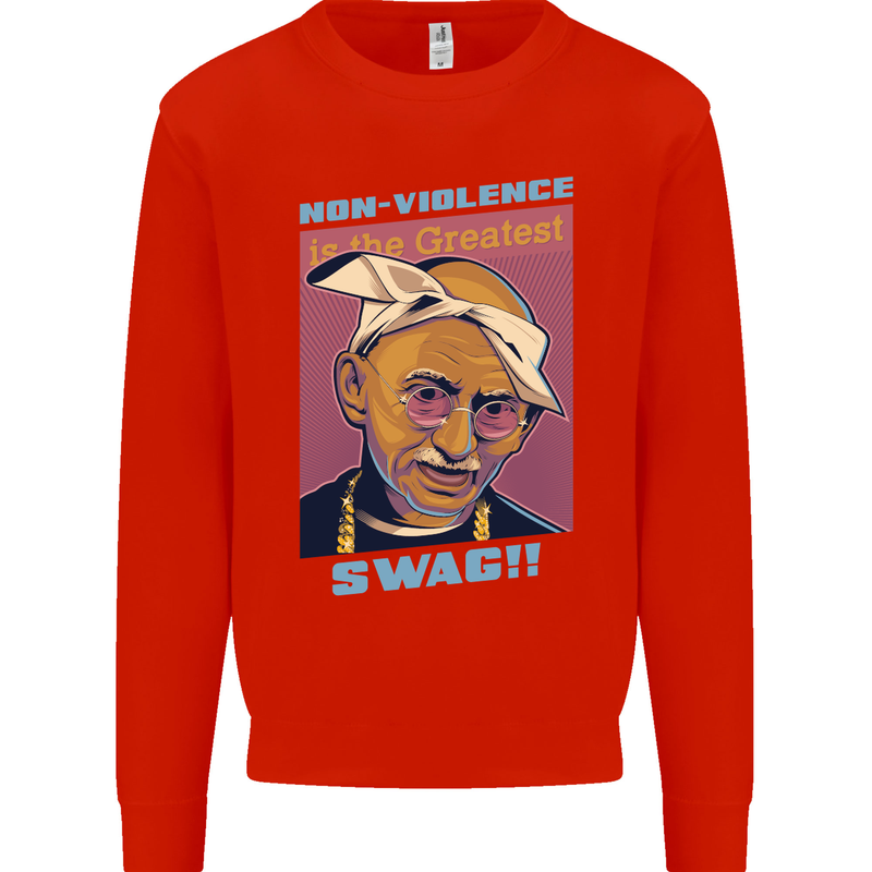 Ghandi Parody Gangsta Rap Music Hip Hop Kids Sweatshirt Jumper Bright Red
