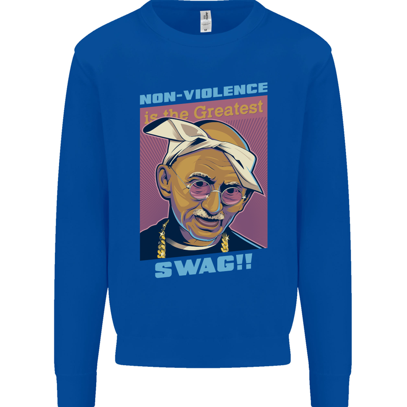 Ghandi Parody Gangsta Rap Music Hip Hop Kids Sweatshirt Jumper Royal Blue