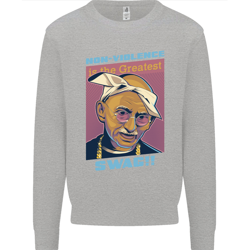 Ghandi Parody Gangsta Rap Music Hip Hop Kids Sweatshirt Jumper Sports Grey