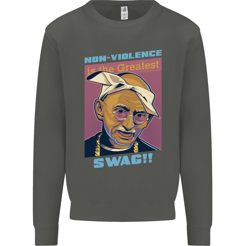 Ghandi Parody Gangsta Rap Music Hip Hop Kids Sweatshirt Jumper Storm Grey