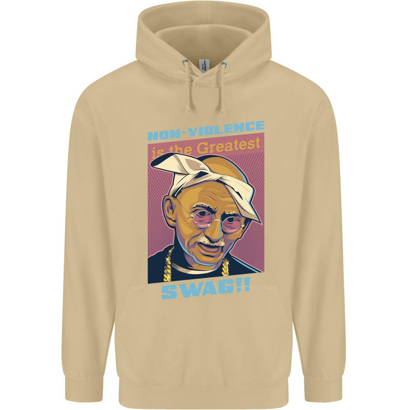 Ghandi Parody Gangsta Rap Music Hip Hop Mens 80% Cotton Hoodie Sand