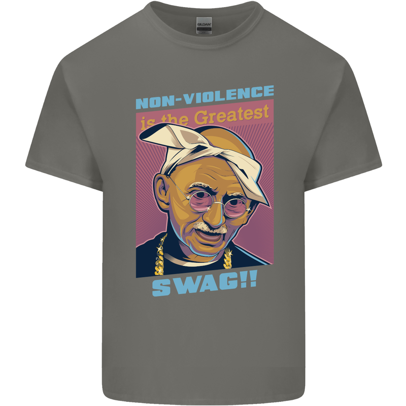 Ghandi Parody Gangsta Rap Music Hip Hop Mens Cotton T-Shirt Tee Top Charcoal