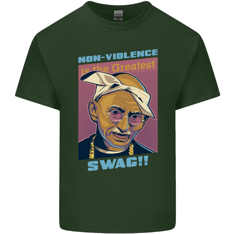 Ghandi Parody Gangsta Rap Music Hip Hop Mens Cotton T-Shirt Tee Top Forest Green