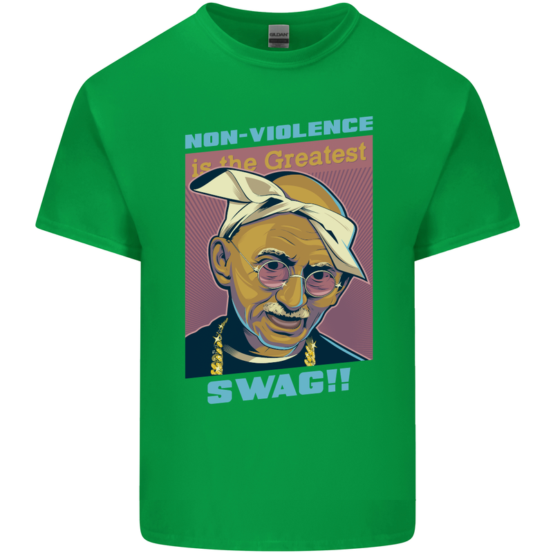 Ghandi Parody Gangsta Rap Music Hip Hop Mens Cotton T-Shirt Tee Top Irish Green