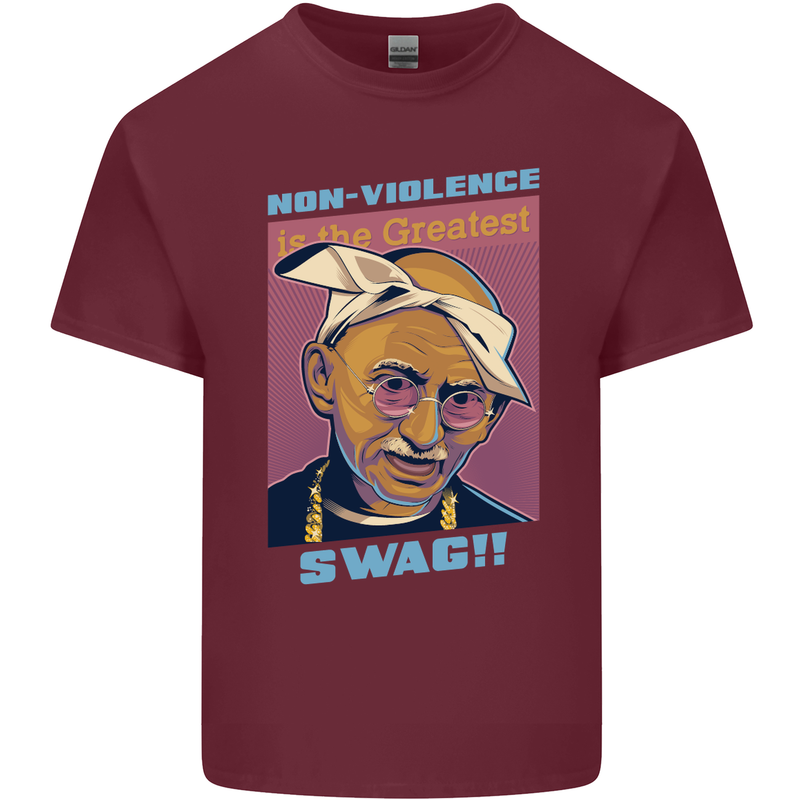 Ghandi Parody Gangsta Rap Music Hip Hop Mens Cotton T-Shirt Tee Top Maroon