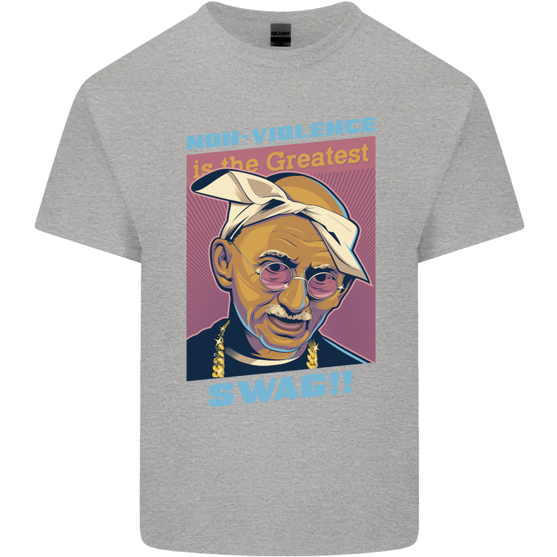 Ghandi Parody Gangsta Rap Music Hip Hop Mens Cotton T-Shirt Tee Top Sports Grey