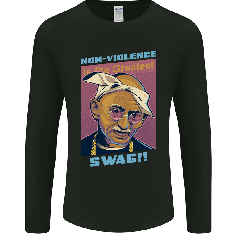 Ghandi Parody Gangsta Rap Music Hip Hop Mens Long Sleeve T-Shirt Black