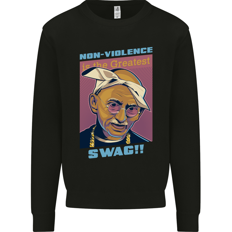 Ghandi Parody Gangsta Rap Music Hip Hop Mens Sweatshirt Jumper Black