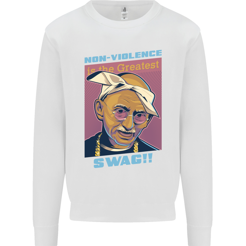 Ghandi Parody Gangsta Rap Music Hip Hop Mens Sweatshirt Jumper White