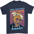 Ghandi Parody Gangsta Rap Music Hip Hop Mens T-Shirt Cotton Gildan Navy Blue