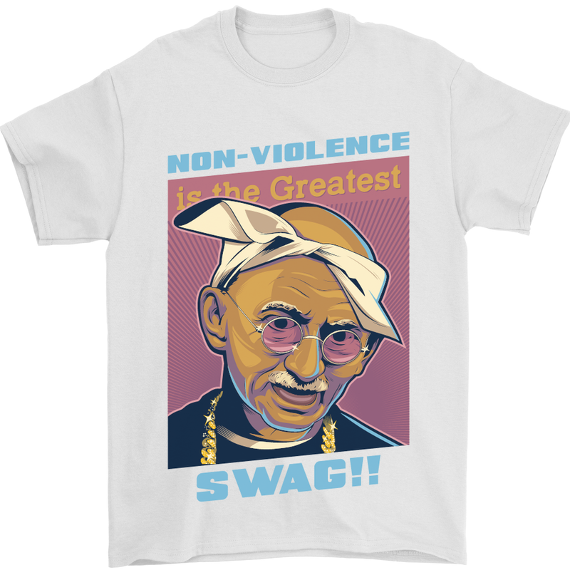 Ghandi Parody Gangsta Rap Music Hip Hop Mens T-Shirt Cotton Gildan White