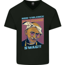 Ghandi Parody Gangsta Rap Music Hip Hop Mens V-Neck Cotton T-Shirt Black