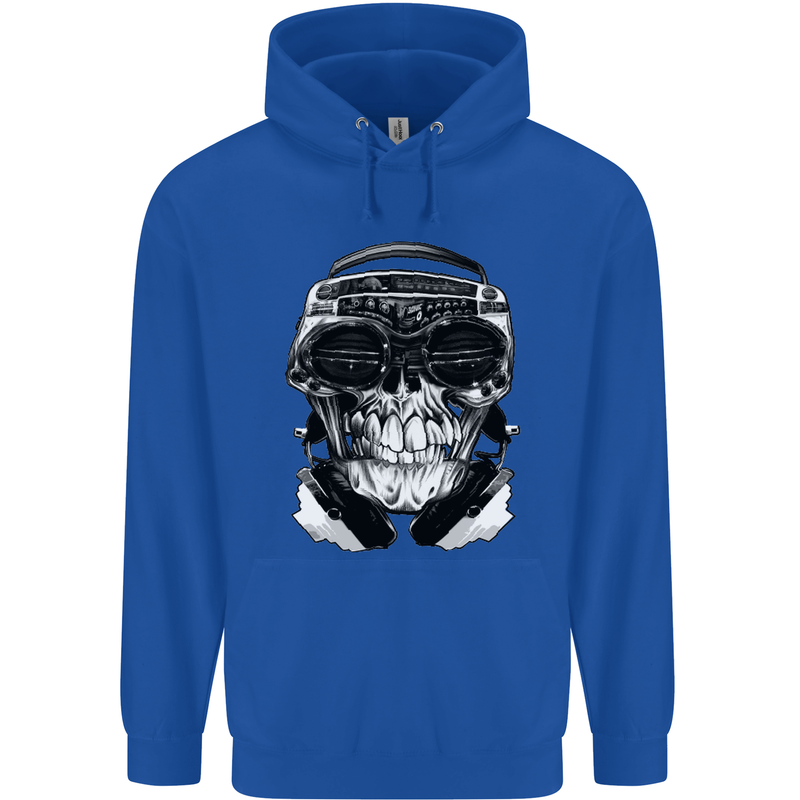 Ghetto Blaster Skull Childrens Kids Hoodie Royal Blue