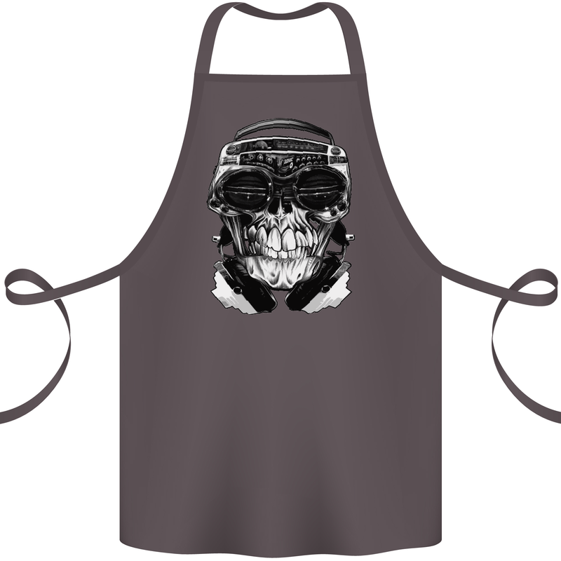 Ghetto Blaster Skull Cotton Apron 100% Organic Dark Grey