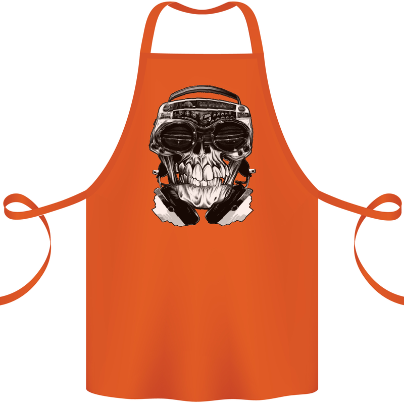 Ghetto Blaster Skull Cotton Apron 100% Organic Orange