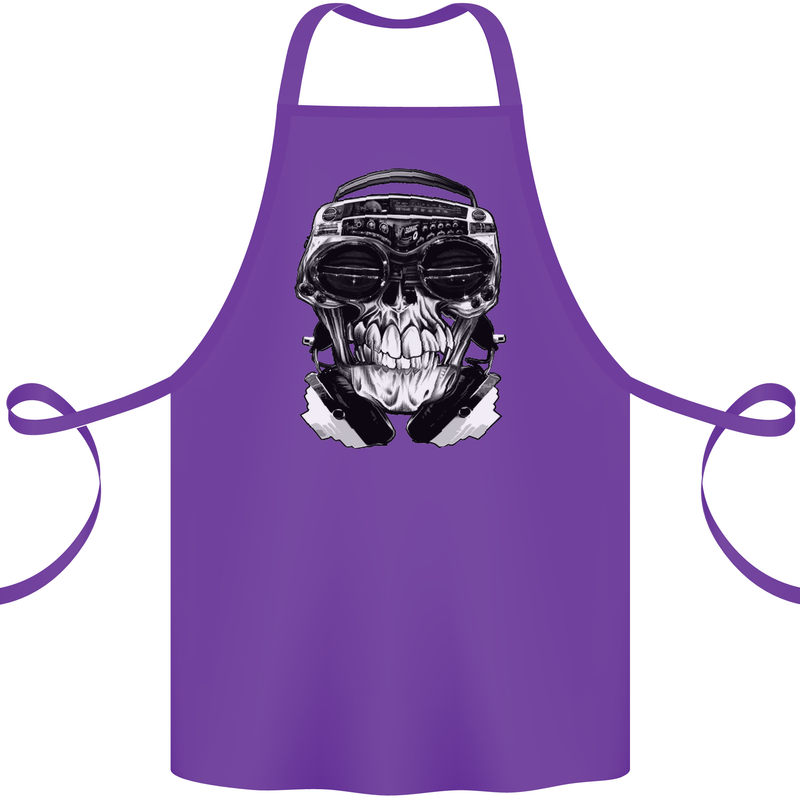 Ghetto Blaster Skull Cotton Apron 100% Organic Purple