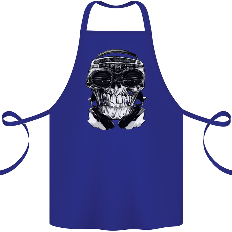 Ghetto Blaster Skull Cotton Apron 100% Organic Royal Blue