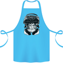 Ghetto Blaster Skull Cotton Apron 100% Organic Turquoise