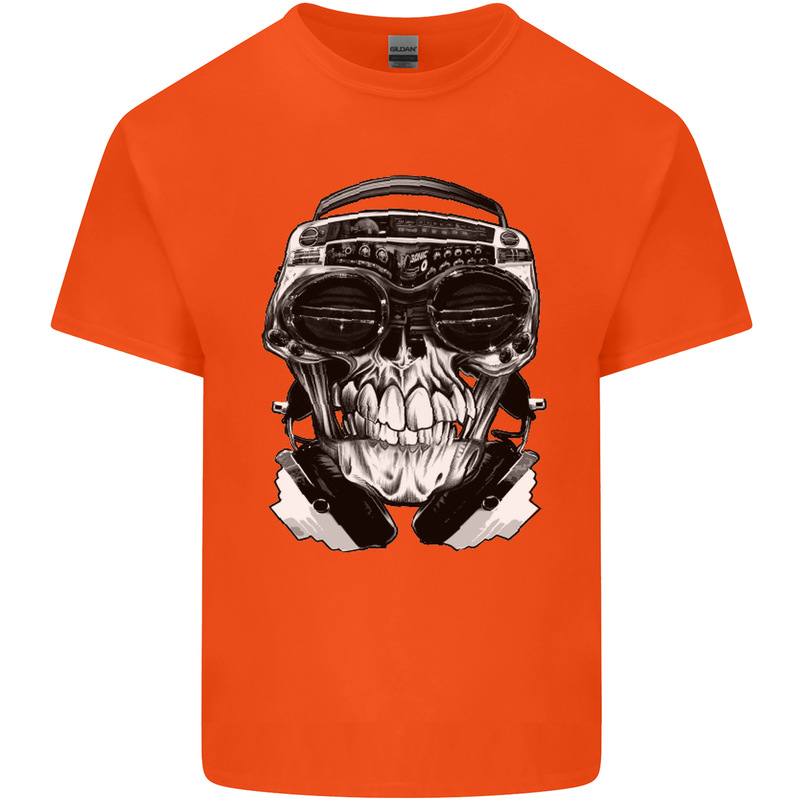 Ghetto Blaster Skull Kids T-Shirt Childrens Orange