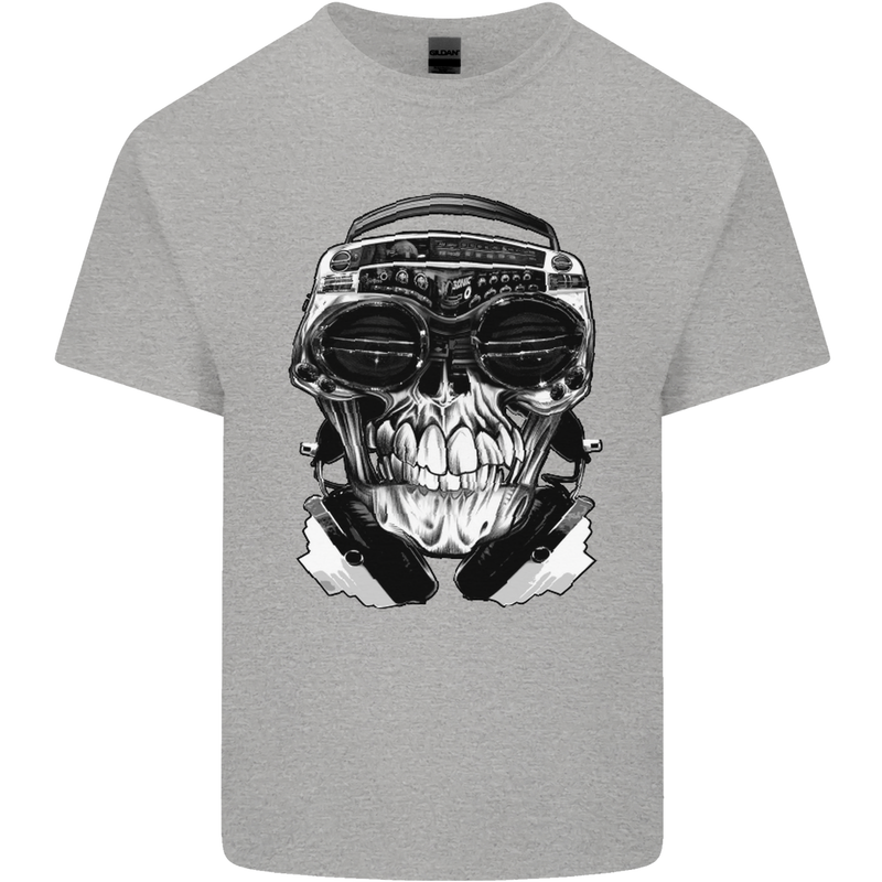 Ghetto Blaster Skull Kids T-Shirt Childrens Sports Grey