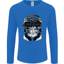 Ghetto Blaster Skull Mens Long Sleeve T-Shirt Royal Blue