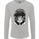 Ghetto Blaster Skull Mens Long Sleeve T-Shirt Sports Grey