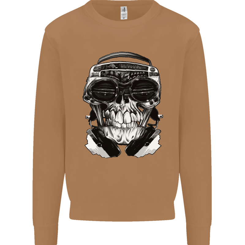 Ghetto Blaster Skull Mens Sweatshirt Jumper Caramel Latte