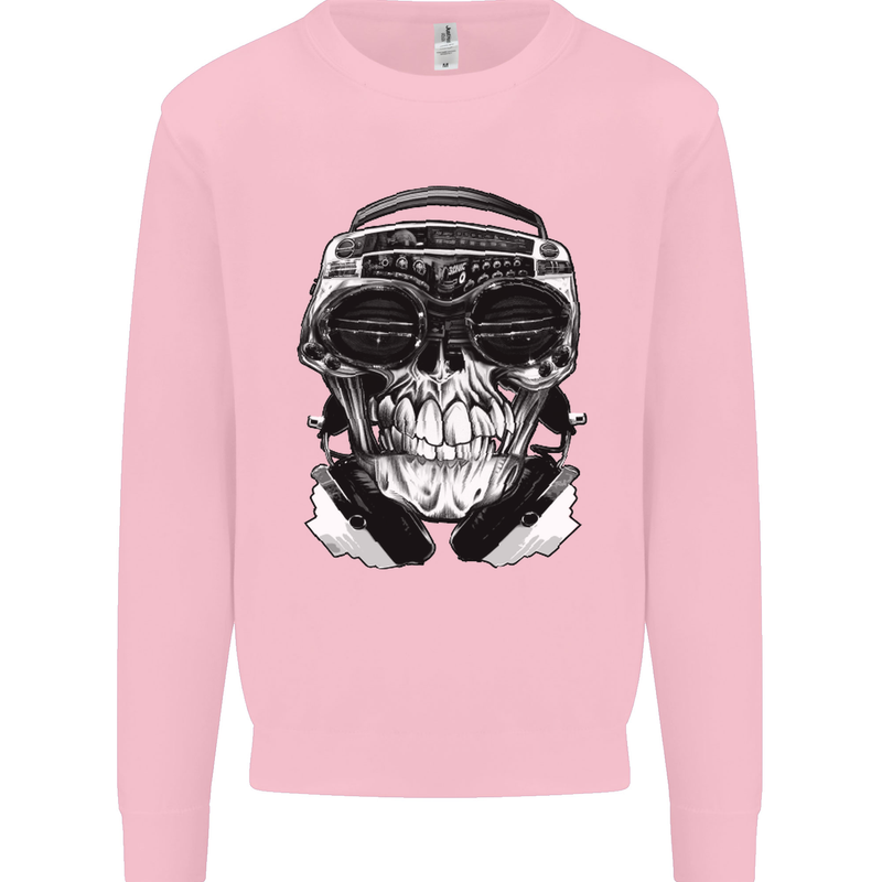 Ghetto Blaster Skull Mens Sweatshirt Jumper Light Pink