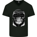 Ghetto Blaster Skull Mens V-Neck Cotton T-Shirt Black