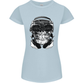 Ghetto Blaster Skull Womens Petite Cut T-Shirt Light Blue