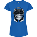 Ghetto Blaster Skull Womens Petite Cut T-Shirt Royal Blue