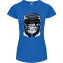 Ghetto Blaster Skull Womens Petite Cut T-Shirt Royal Blue