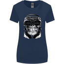 Ghetto Blaster Skull Womens Wider Cut T-Shirt Navy Blue