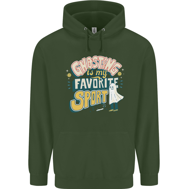 Ghosting Sport Funny Anti Valentines Day Childrens Kids Hoodie Forest Green