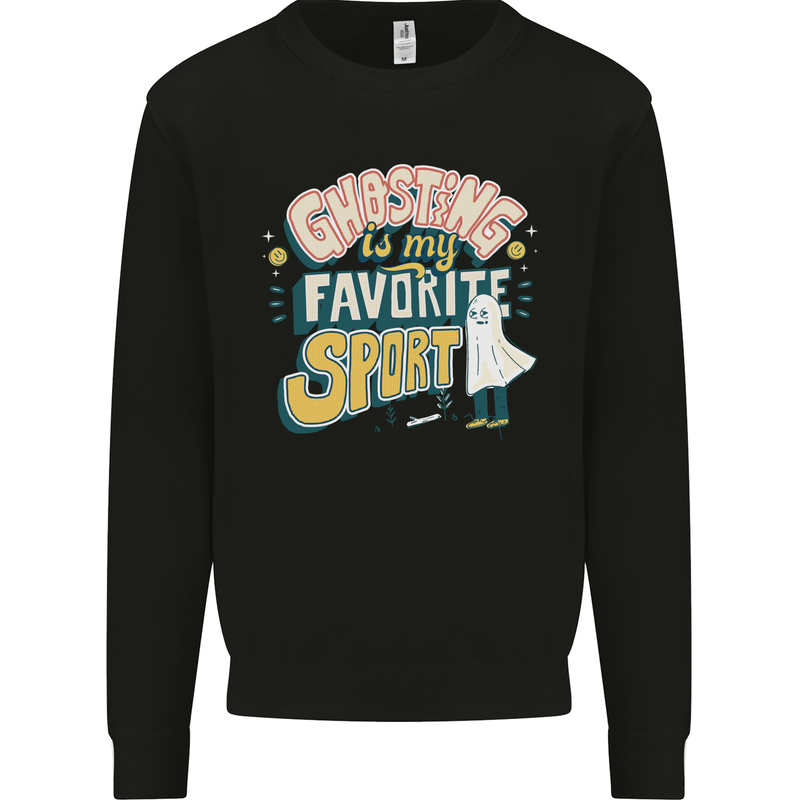 Ghosting Sport Funny Anti Valentines Day Kids Sweatshirt Jumper Black