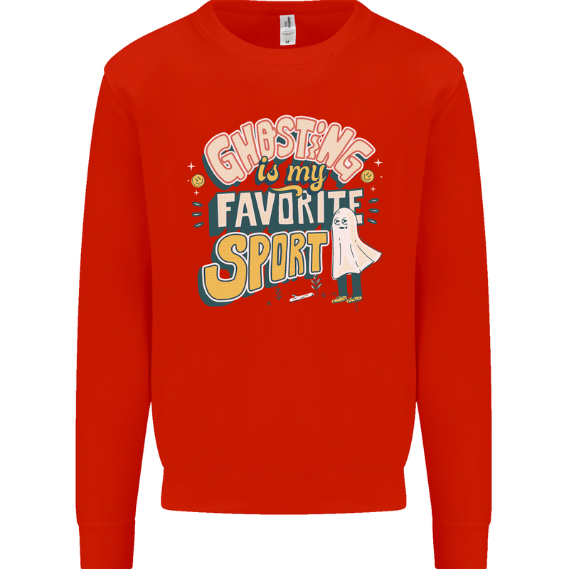 Ghosting Sport Funny Anti Valentines Day Kids Sweatshirt Jumper Bright Red