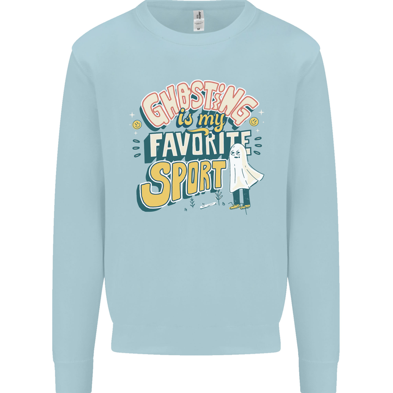 Ghosting Sport Funny Anti Valentines Day Kids Sweatshirt Jumper Light Blue