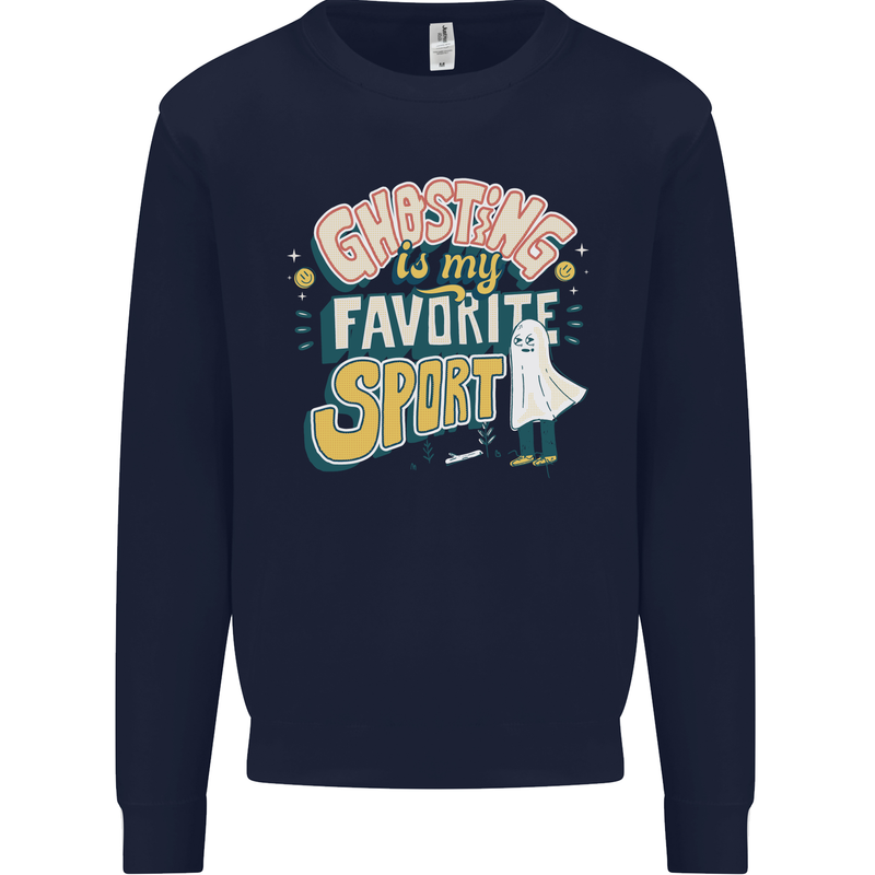 Ghosting Sport Funny Anti Valentines Day Kids Sweatshirt Jumper Navy Blue